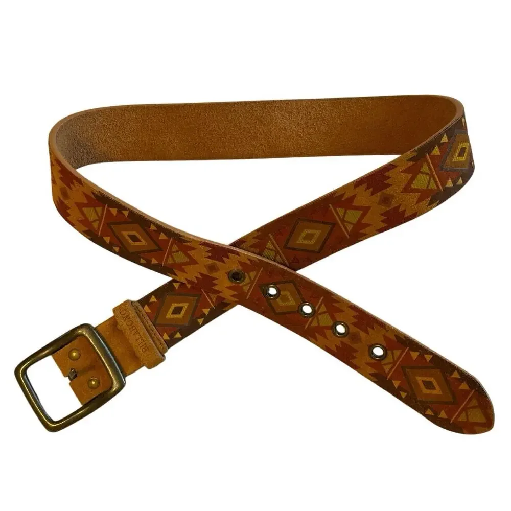 Billabong Leather Multicolor Tribal Print Classic Boho Y2K Belt Medium